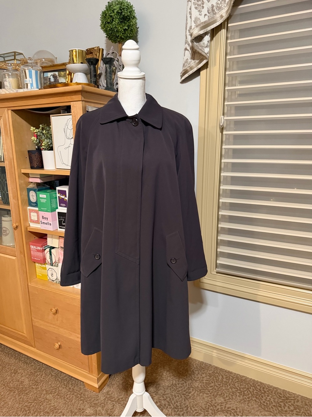 Vintage Gallery Classic Women's Dark Grey Swing Coat - Size M